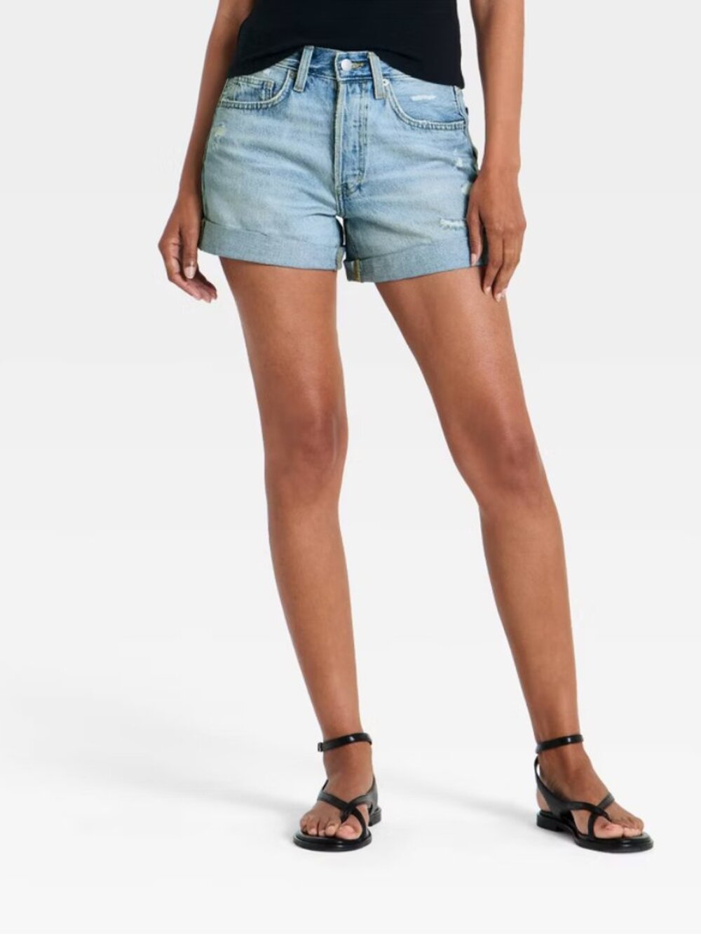 Mid-Rise 90s Baggy Cuff Denim Shorts 3.75" - Universal Thread Light Wash 12